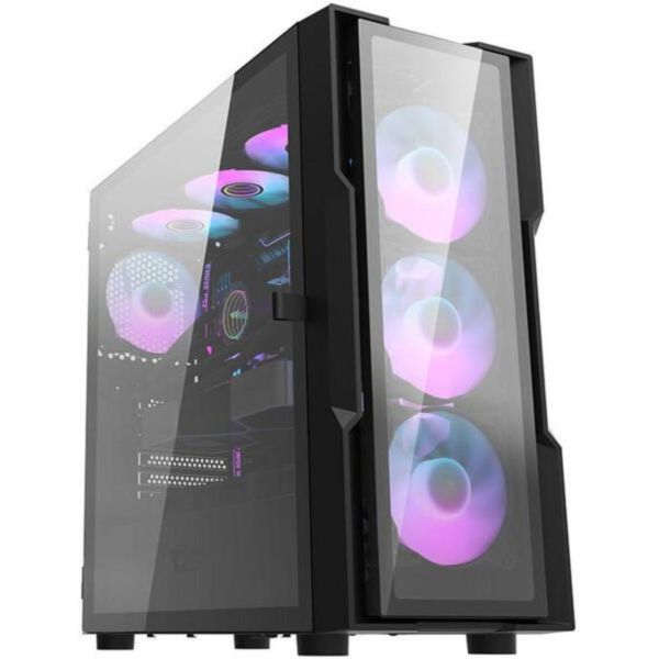 Darkflash DK431 Glass számítógépház + 4 RGB ventilátor (fekete) (DK431 GLASS + 4 FANS)